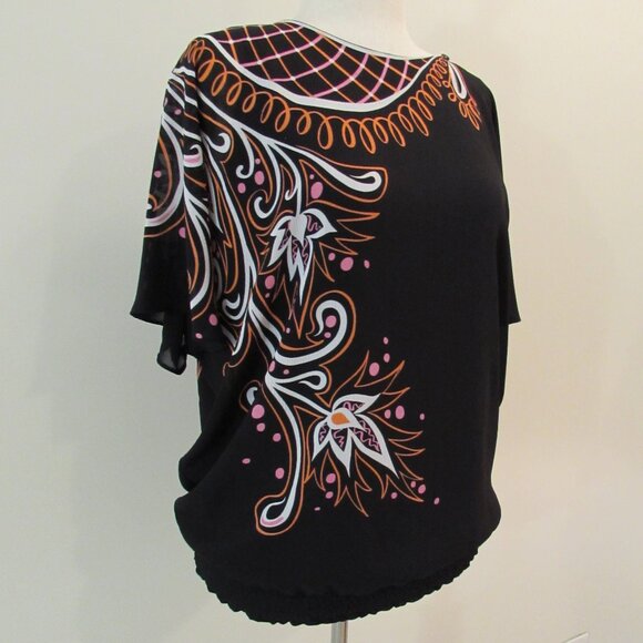 Bob Mackie Wearable Art Lined Abstract Floral Blouse Small - Picture 4 of 16